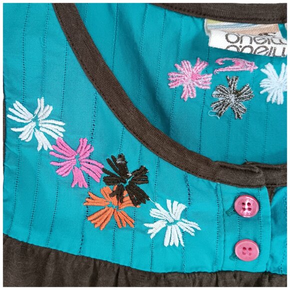 O'NEILL Women's Tank top- SIZE XS- Aqua Green- Brown- Flowers- Summer-Cool-Light - Picture 3 of 12